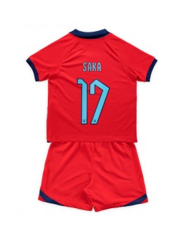 England Bukayo Saka #17 Replika Borta Kläder Barn VM 2022 Kortärmad (+ byxor)